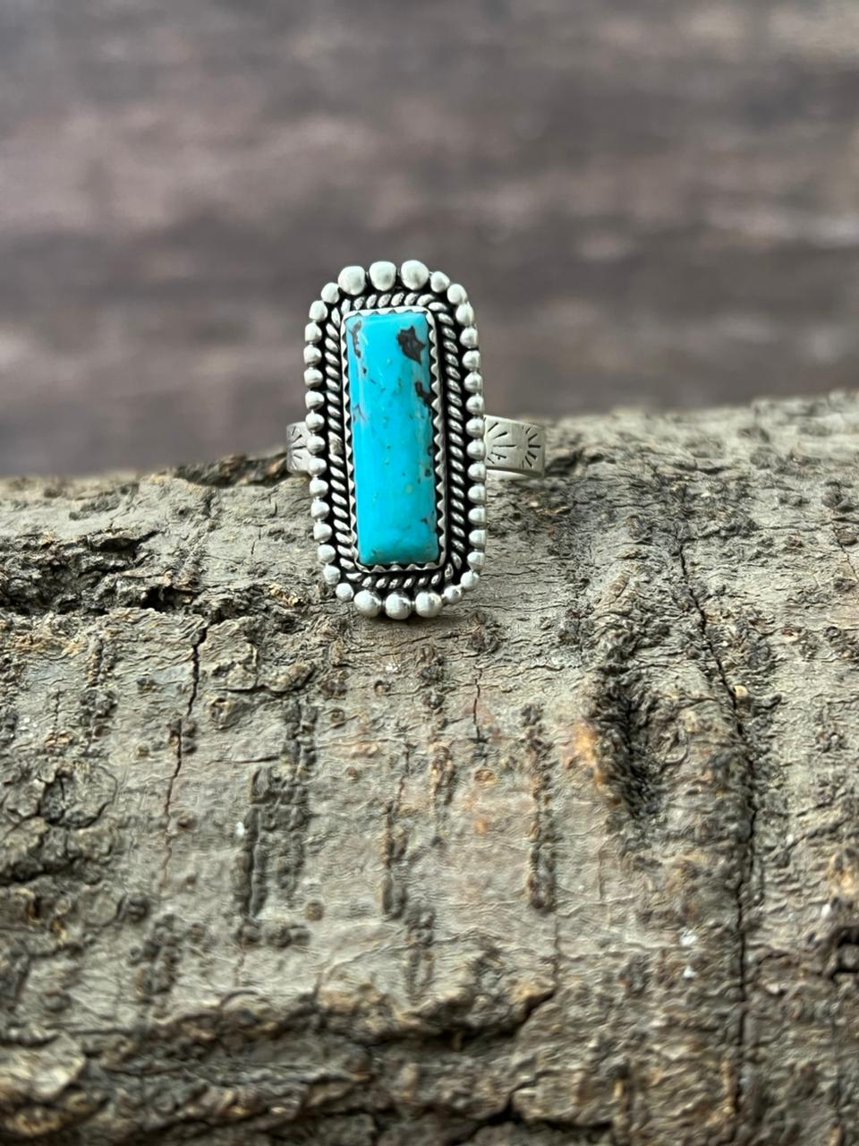 Handmade Sterling Silver Arizona Blue Turquoise Adjustable Ring "Signed Nizhoni"