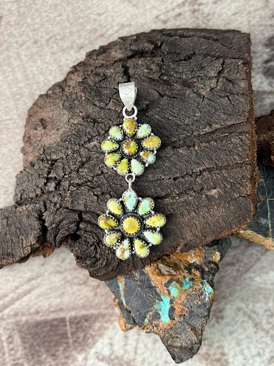 Handmade Sterling Silver Palomino Turquoise Pendant Signed Nizhoni