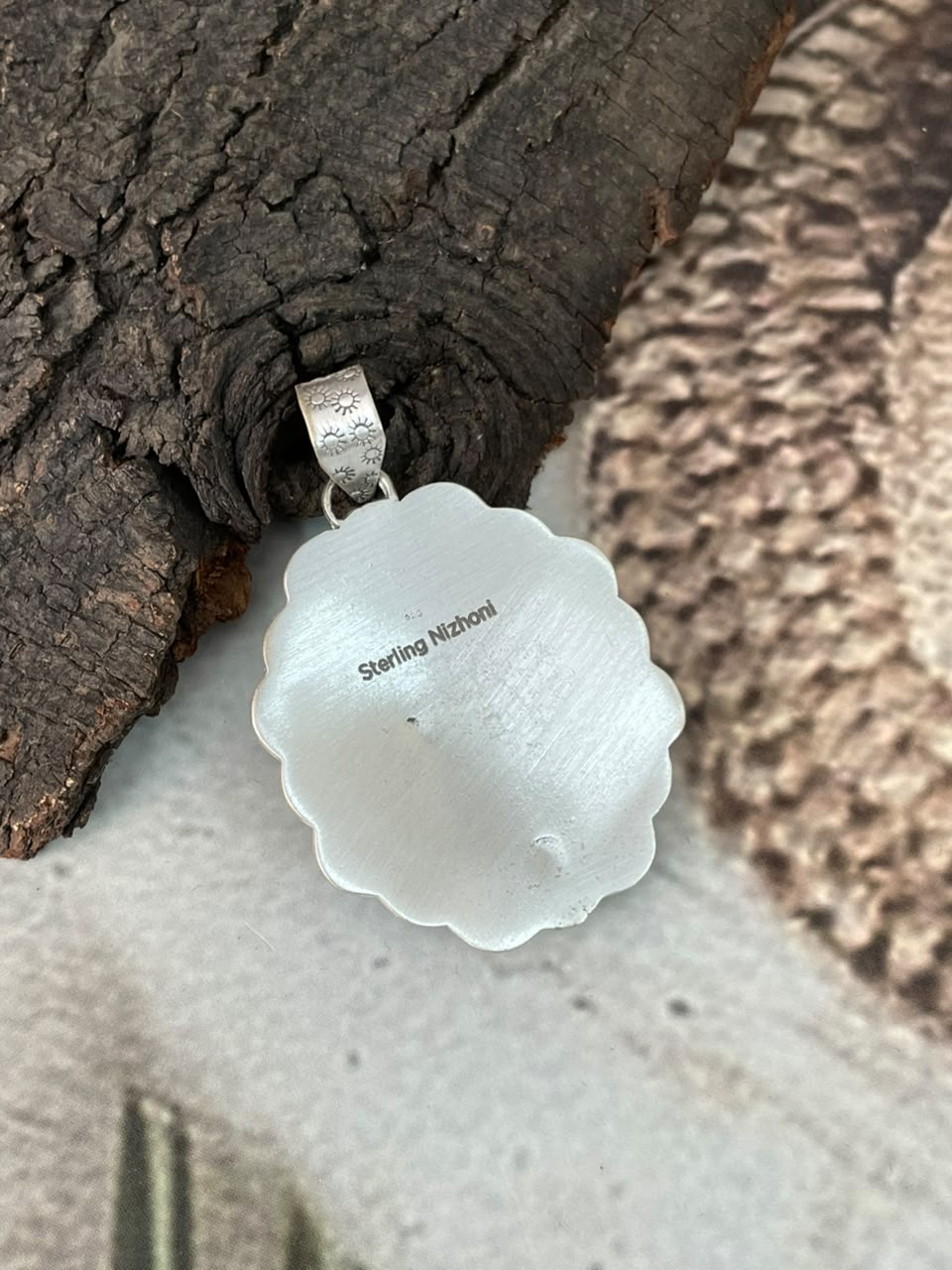 Handmade Sterling Silver Kingman Turquoise Pendant Signed Nizhoni (8)