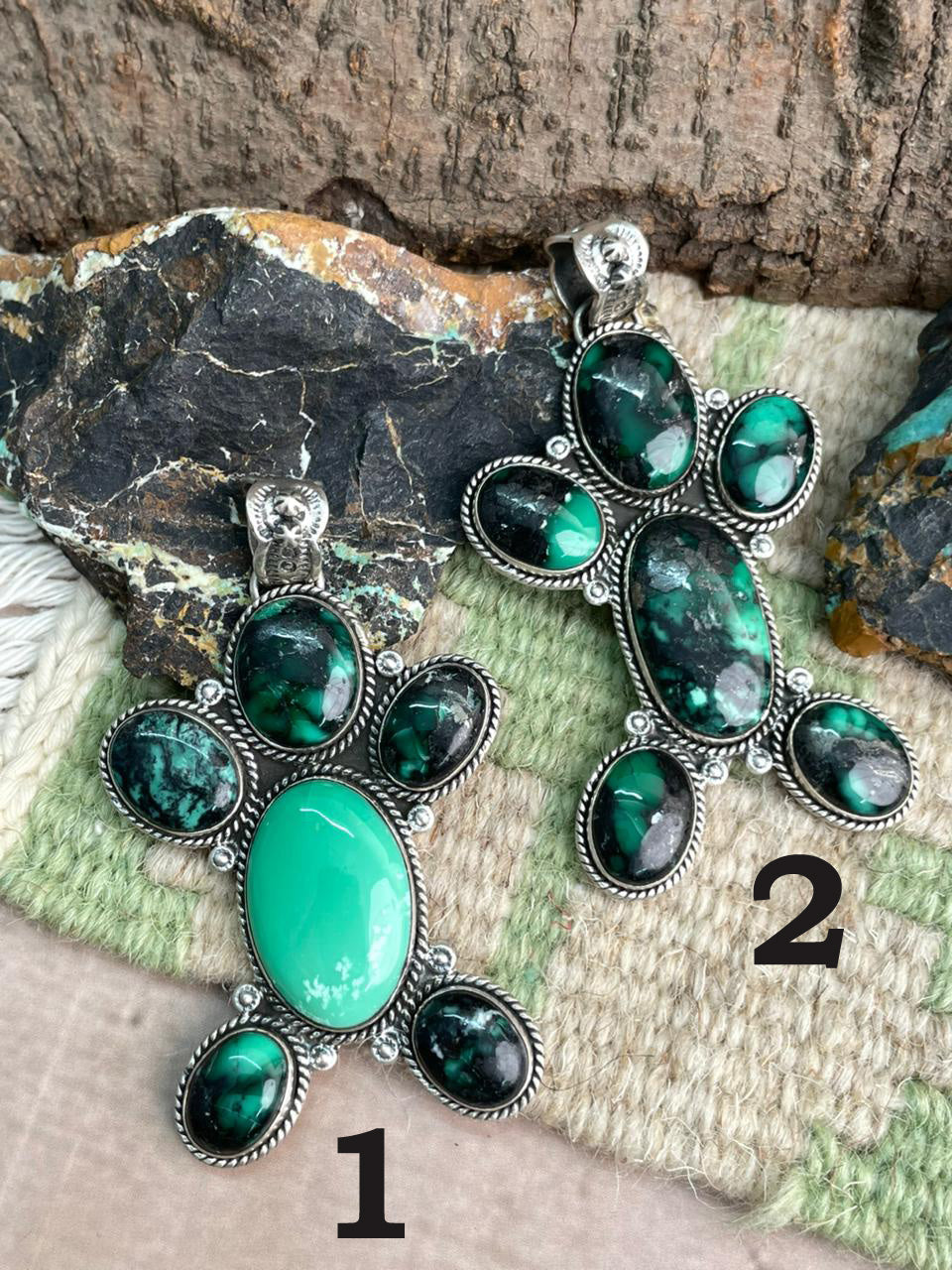 Handmade Sterling Silver Emerald Rose Pendant "Signed Nizhoni"