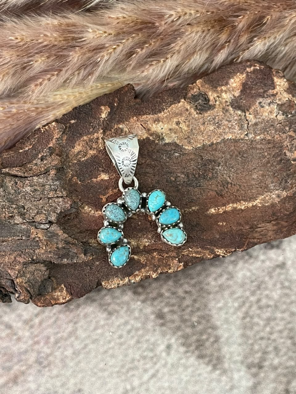 Handmade Sterling Silver Number 8 Turquoise Collection: Naja Pendant Signed Nizhoni
