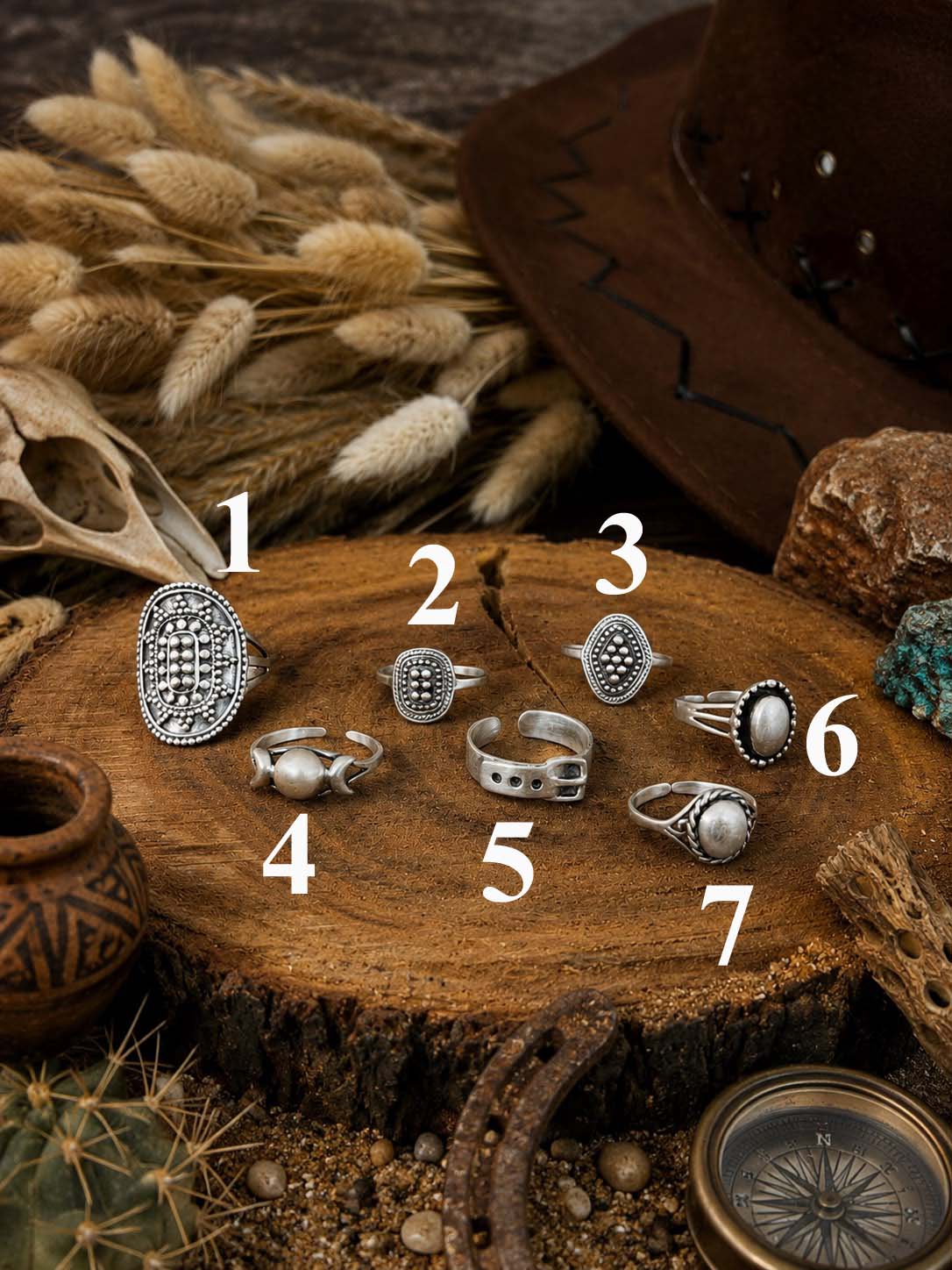 Handmade Sterling Silver Desert Relics Stack Collection: Adjustable Ring