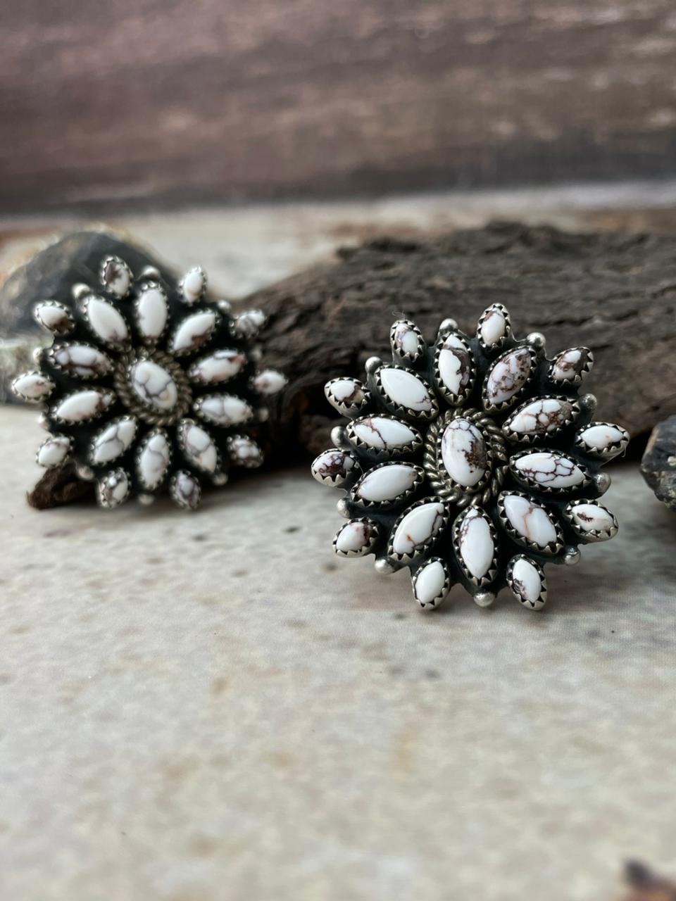 Handmade Sterling Silver Wildhorse Magnesite Adjustable Ring "Signed Nizhoni"