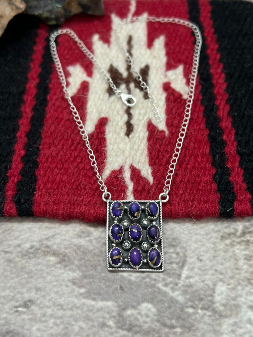 Handmade Sterling Silver Grape Dahlia Necklace "Signed Nizhoni"