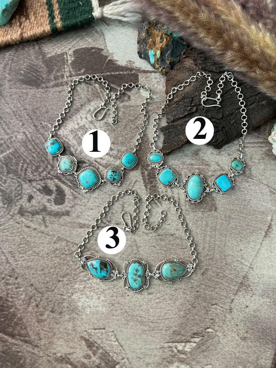 Handmade Sterling Silver Campitos Turquoise Collection: Choker Necklace Signed Nizhoni