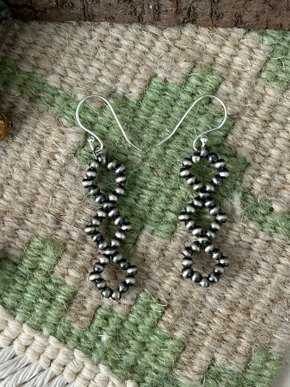 Handmade Sterling Silver Beaded Hook Dangle Earrings