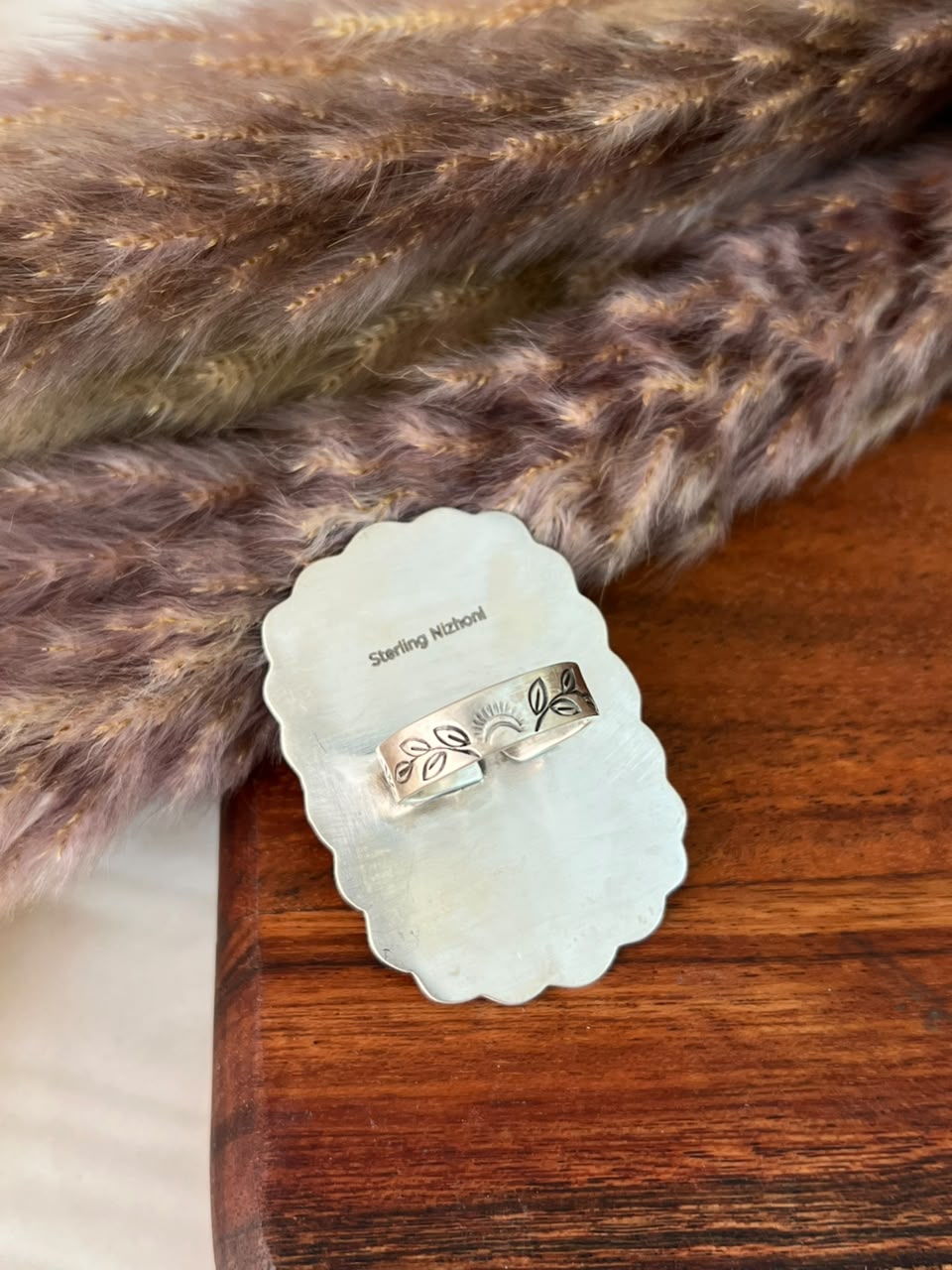 Handmade Sterling Silver Cotton Candy Adjustable Ring Signed Nizhoni