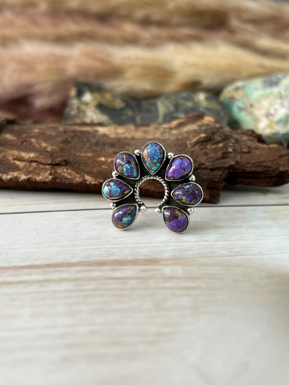 Handmade Sterling Silver Purple Dream Mojave Naja Adjustable Ring Signed Nizhoni