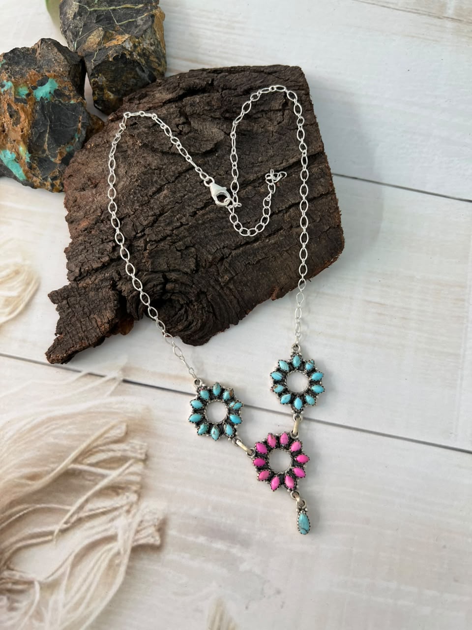 Handmade Sterling Silver Cotton Candy Necklace Signed Nizhoni (3)