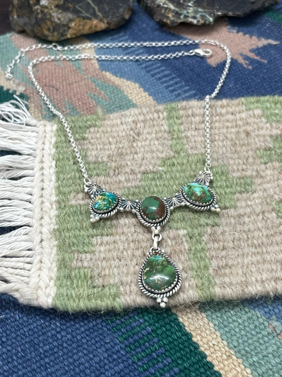 Handmade Sterling Silver Sonoran Mountain Turquoise Necklace "Signed Nizhoni"