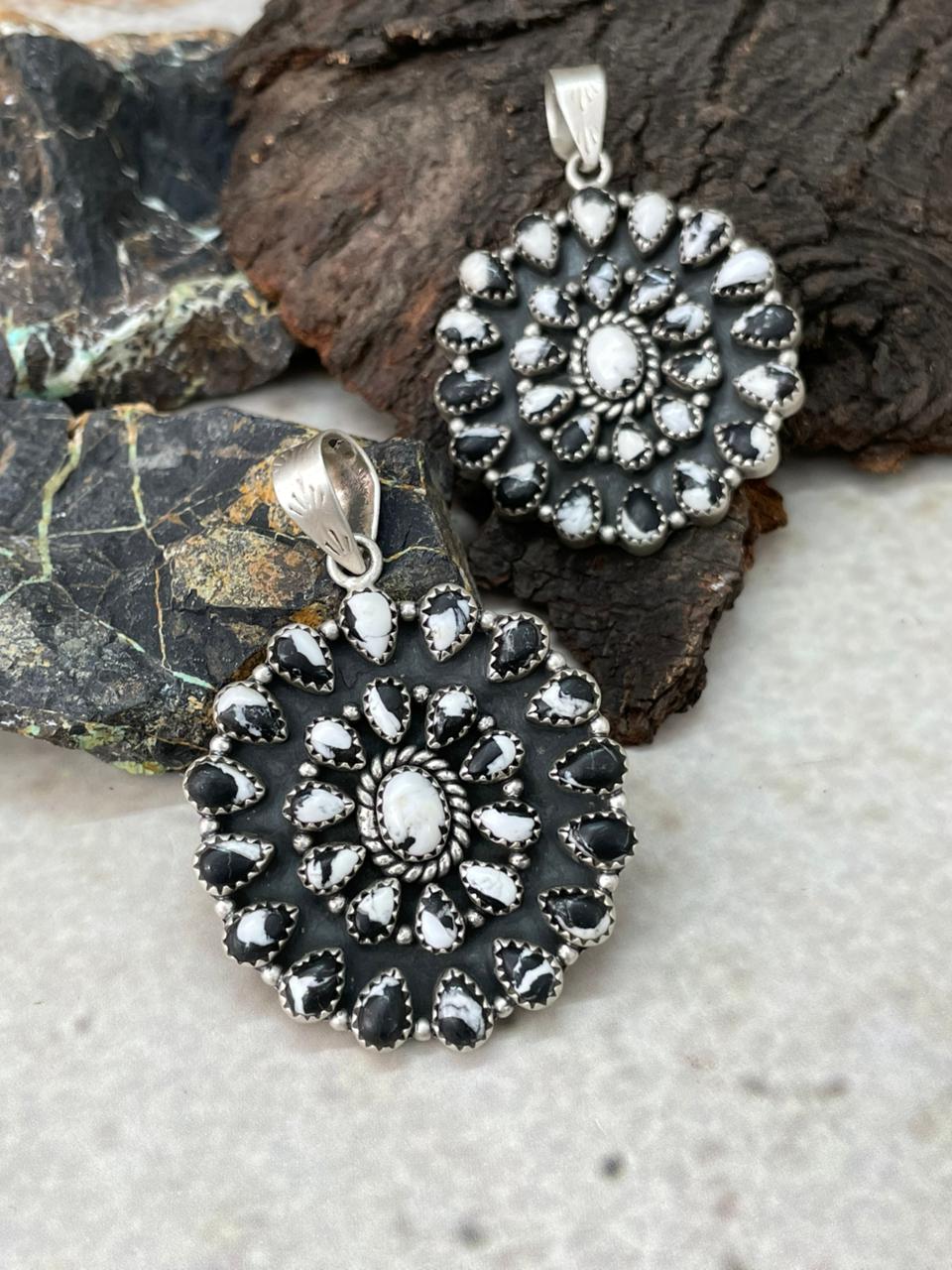 Handmade Sterling Silver White Buffalo Pendant "Signed Nizhoni"