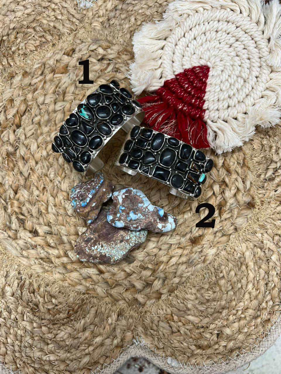 Handmade Sterling Silver Blackjack Turquoise Bracelet "Signed Nizhoni"