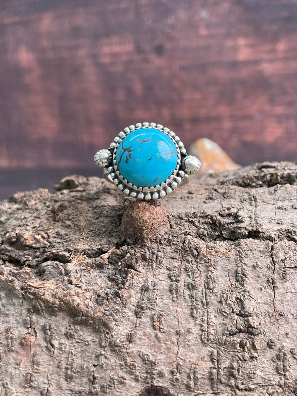 Handmade Sterling Silver Arizona Turquoise Adjustable Ring "Signed Nizhoni"
