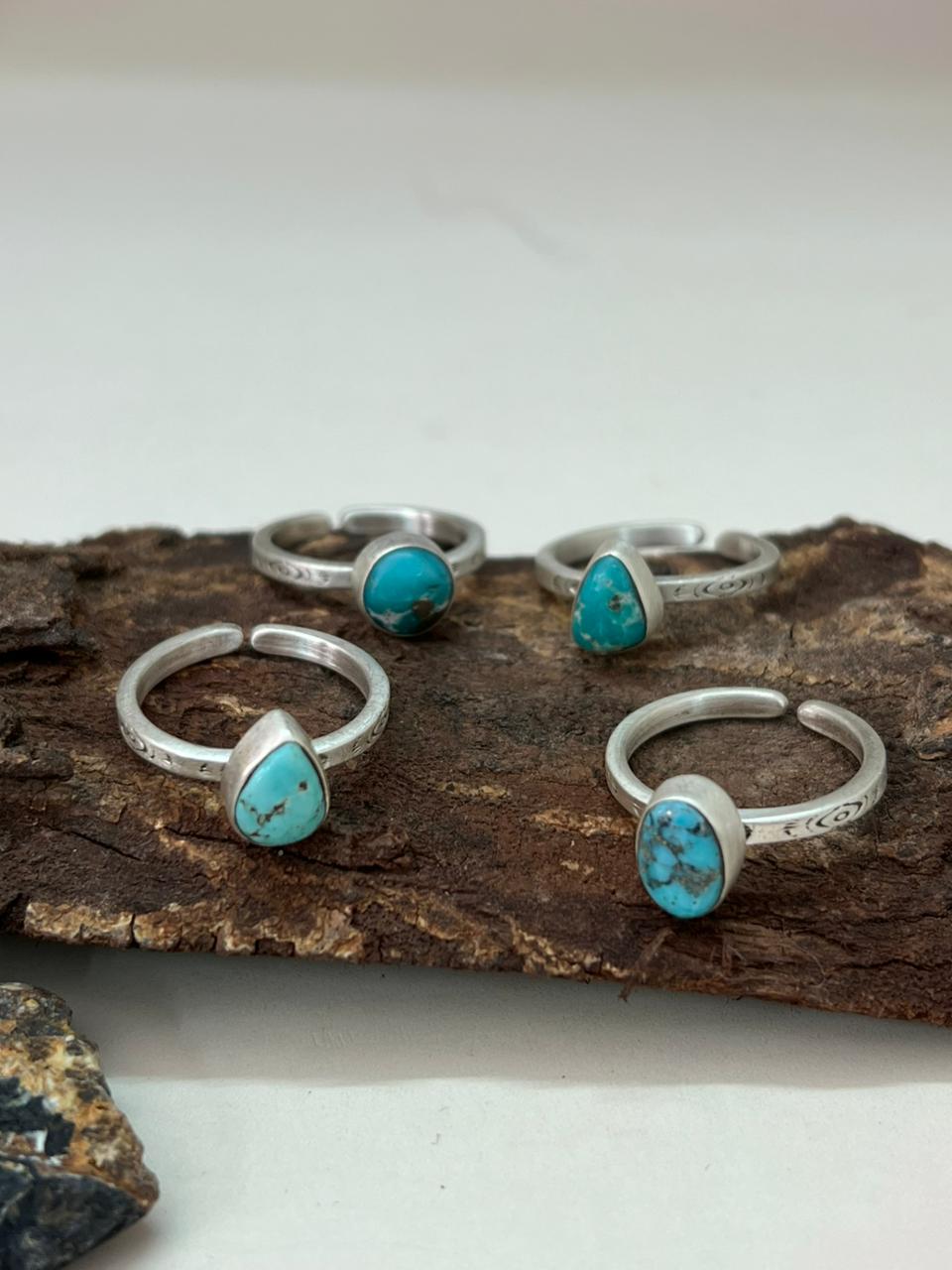 Handmade Sterling Silver White Water Adjustable Ring "Signed Nizhoni"