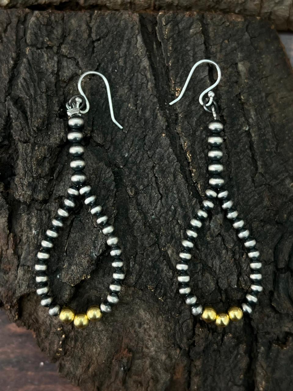 Handmade Sterling Silver Beaded Hook Dangle Earrings