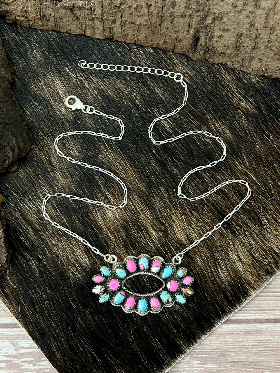 Handmade Sterling Silver Cotton Candy Necklace "Signed Nizhoni"