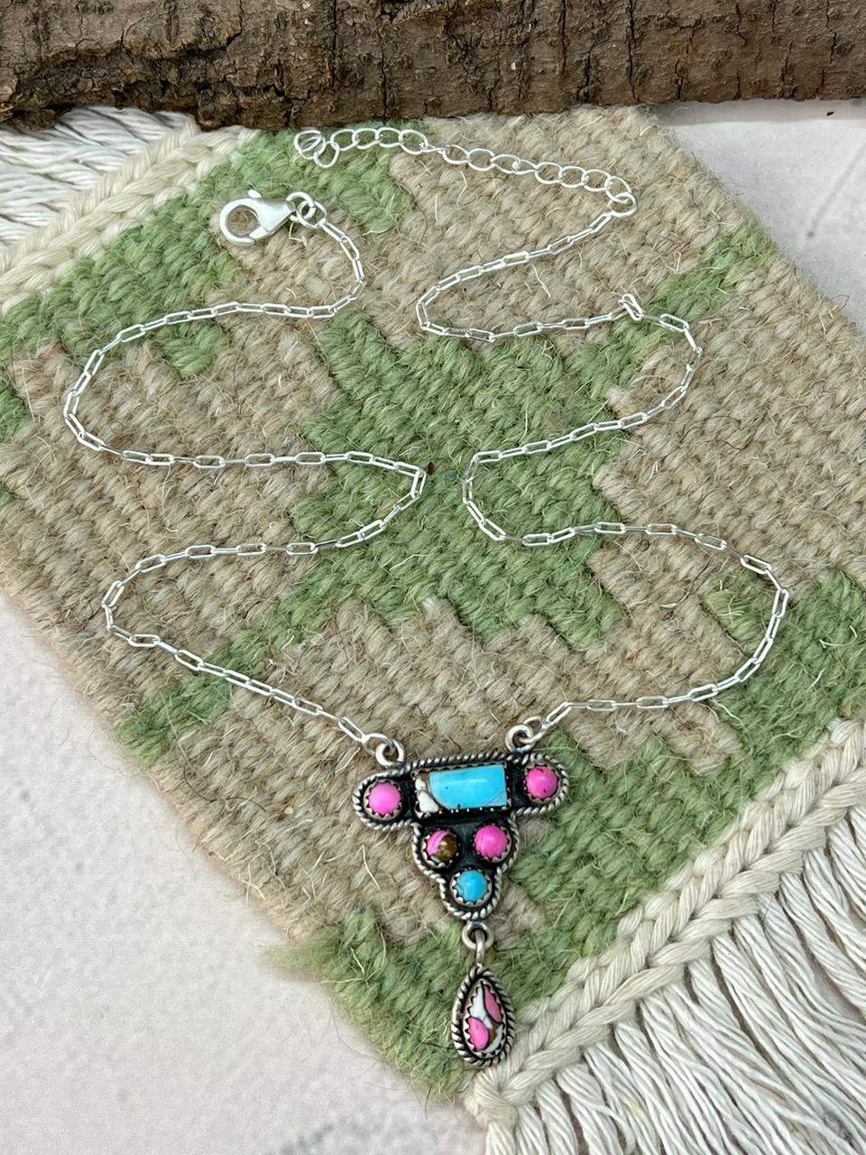 Handmade Sterling Silver Cotton Candy Necklace "Signed Nizhoni"