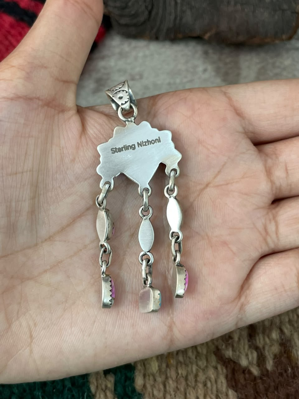Handmade Sterling Silver Cotton Candy Pendant Signed Nizhoni
