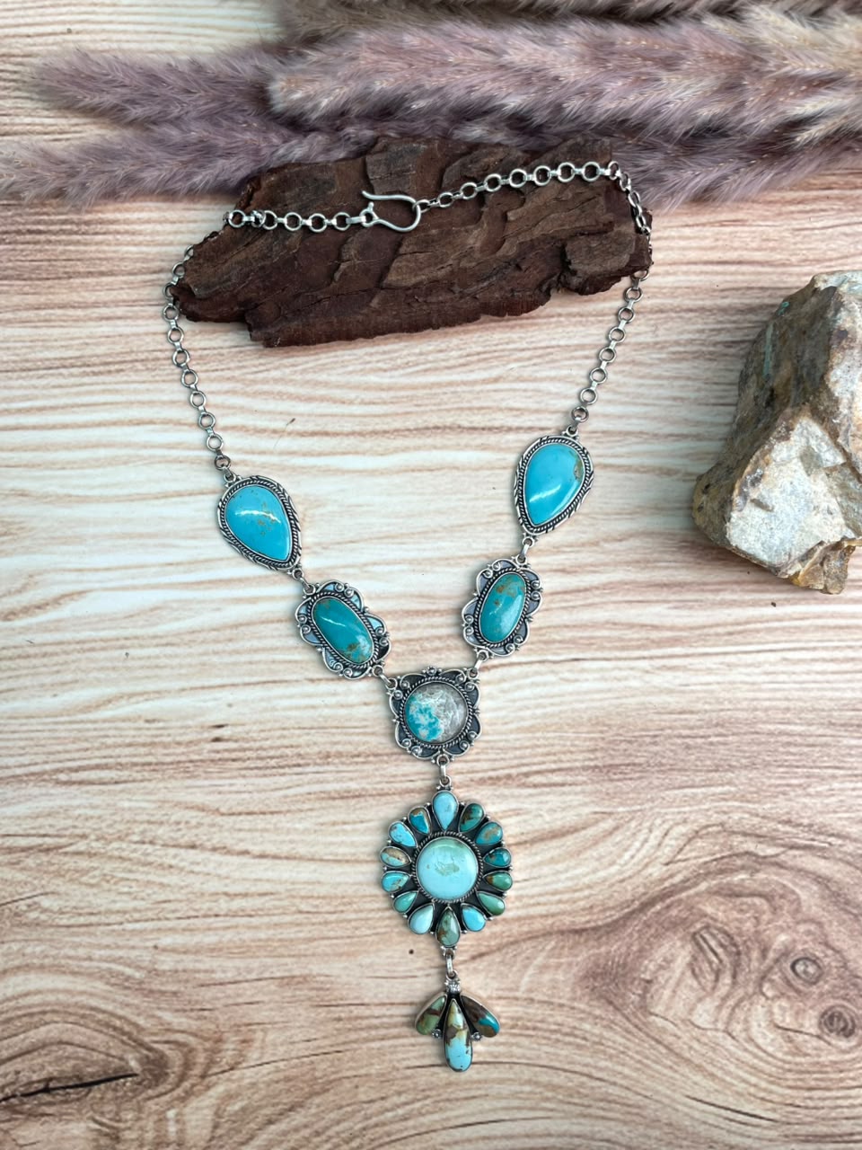 Handmade Sterling Silver Royston Turquoise Necklace Signed Nizhoni