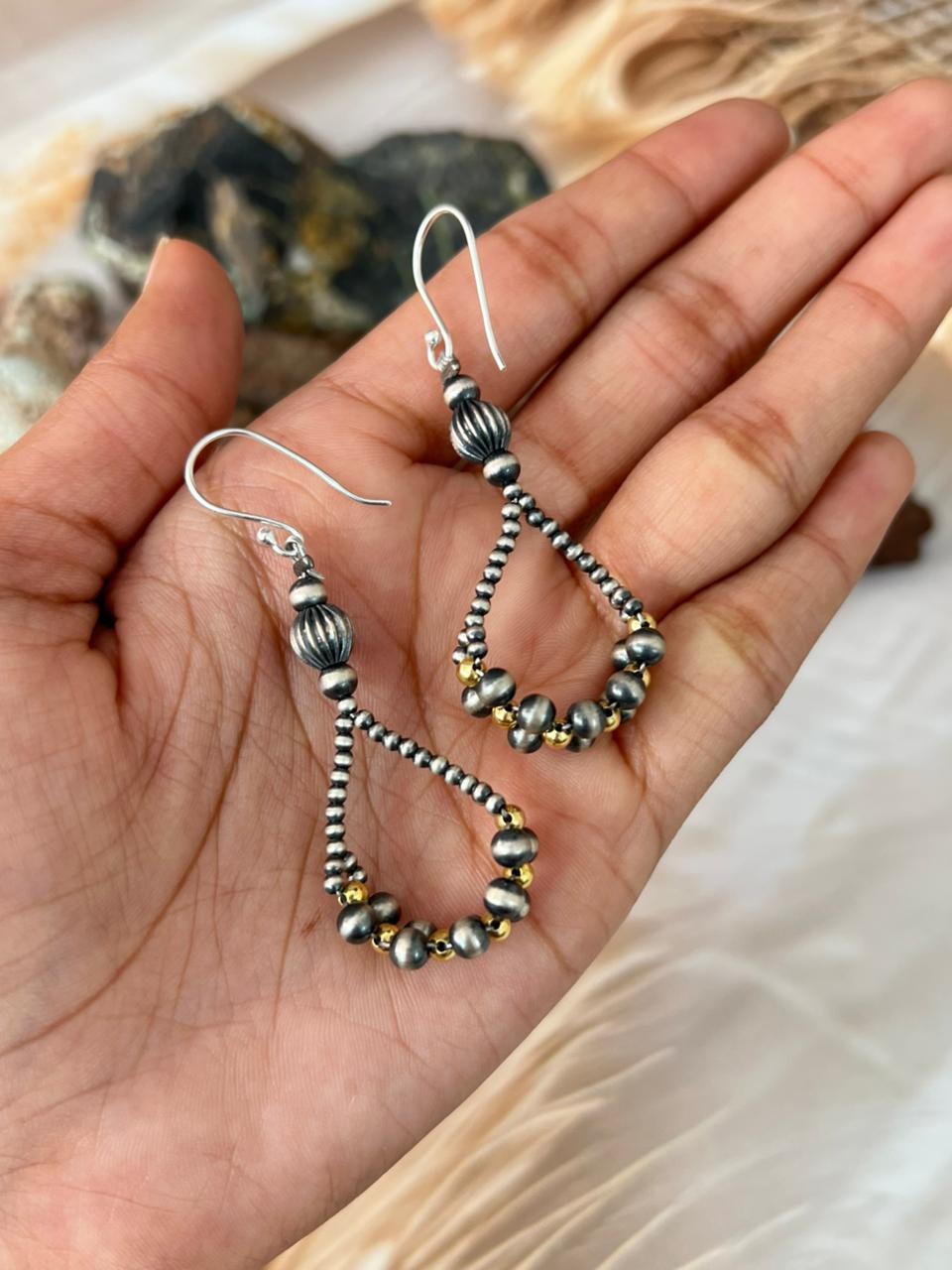 Handmade Sterling Silver Beaded Hook Earrings