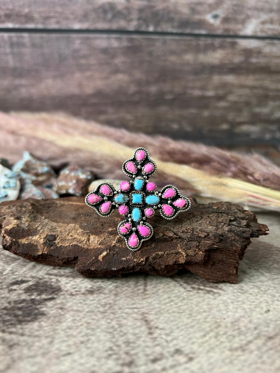 Handmade Sterling Silver Cotton Candy Adjustable Ring "Signed Nizhoni"