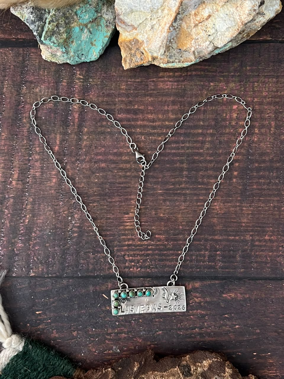Handmade Sterling Silver Kingman Turquoise NFR Collection: Necklace Signed Nizhoni