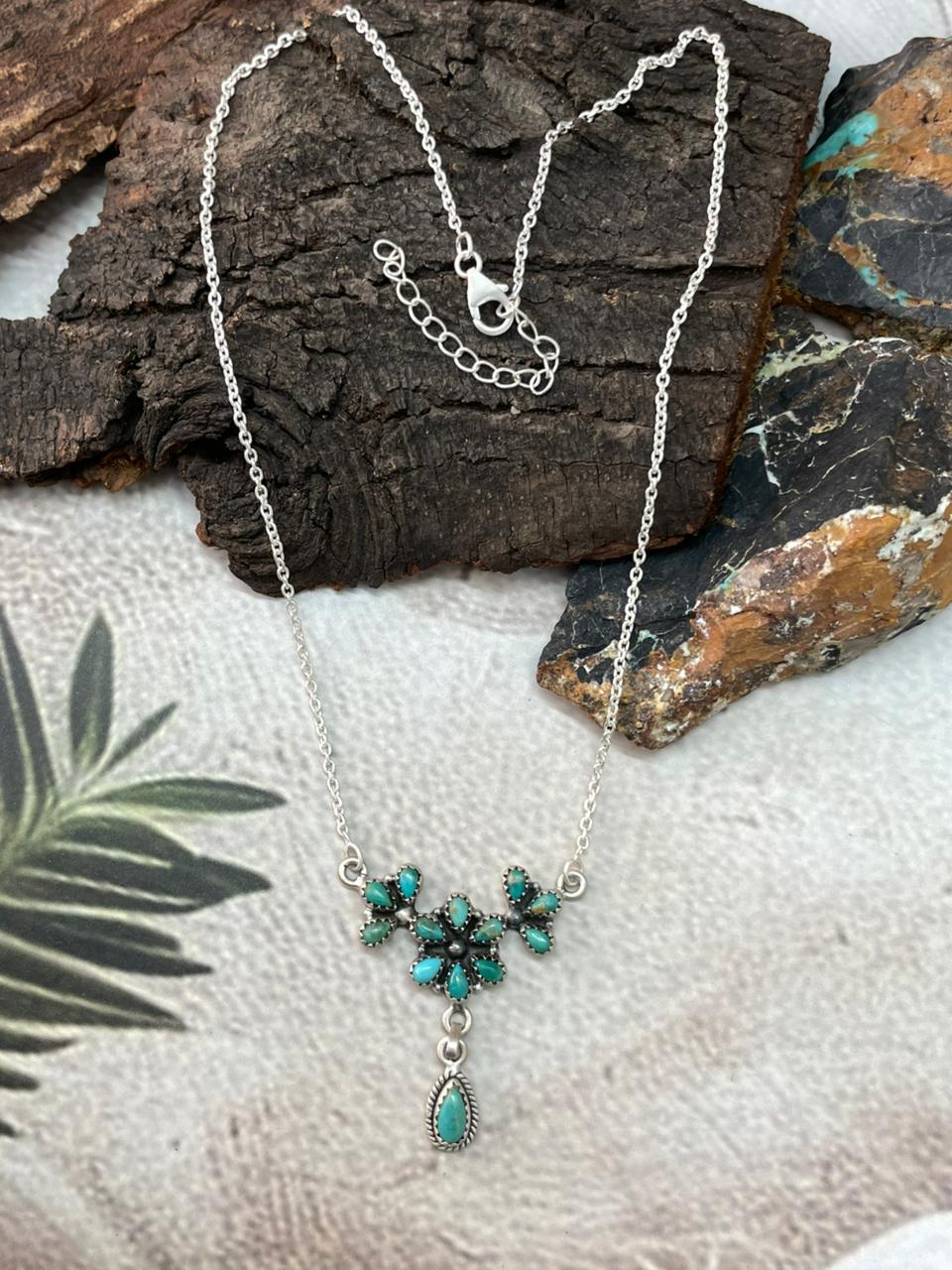 Handmade Sterling Silver Kingman Turquoise Necklace "Signed Nizhoni"