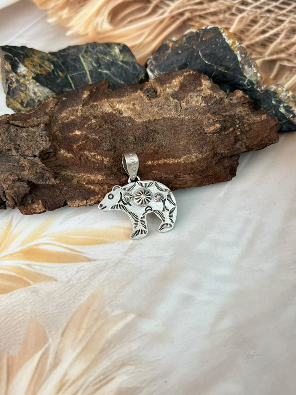 Handmade Sterling Silver Bear Pendant Signed Nizhoni