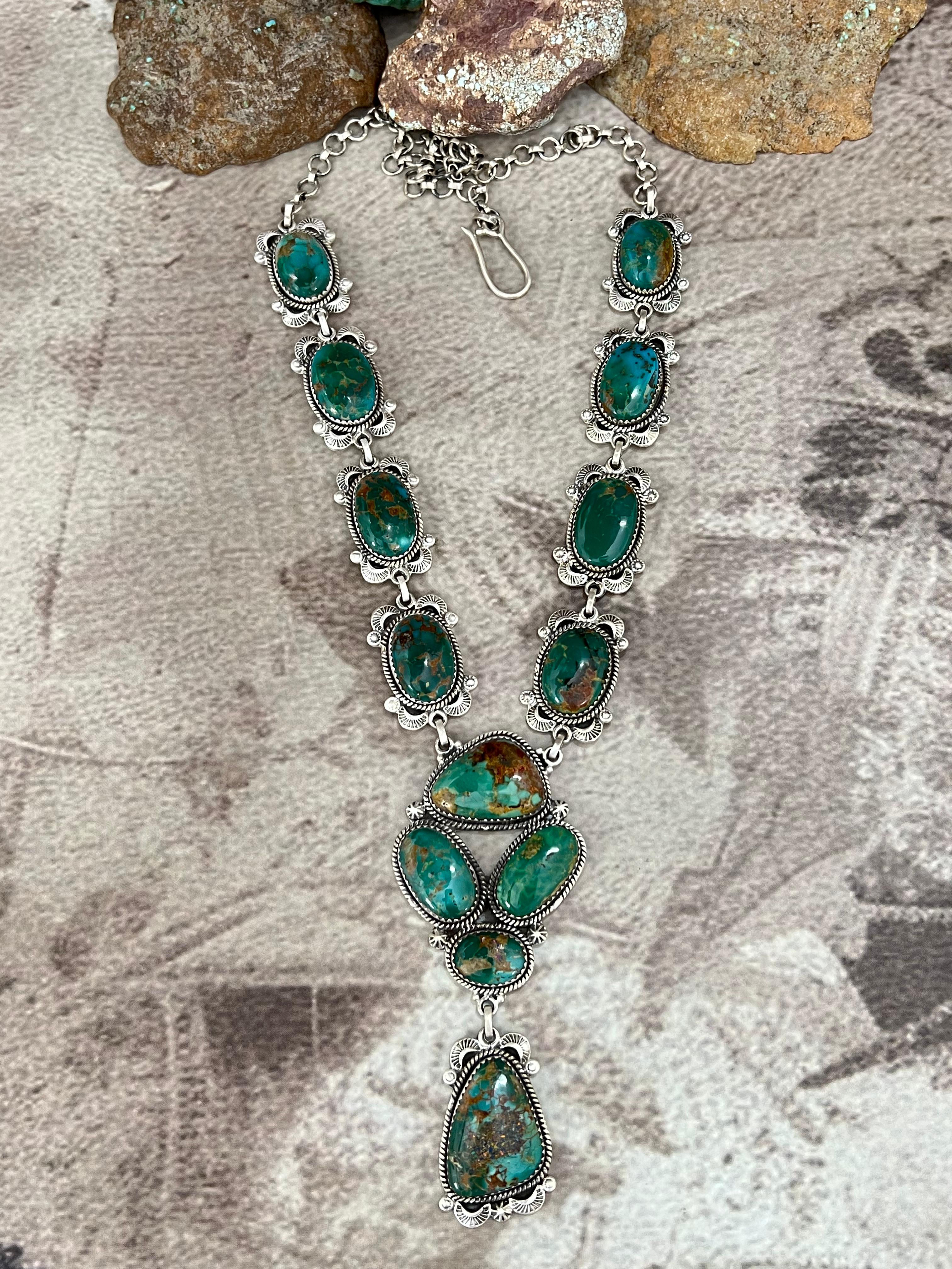 Handmade Sterling Silver Hardy Pit Lariat Necklace with Signed Nizhoni