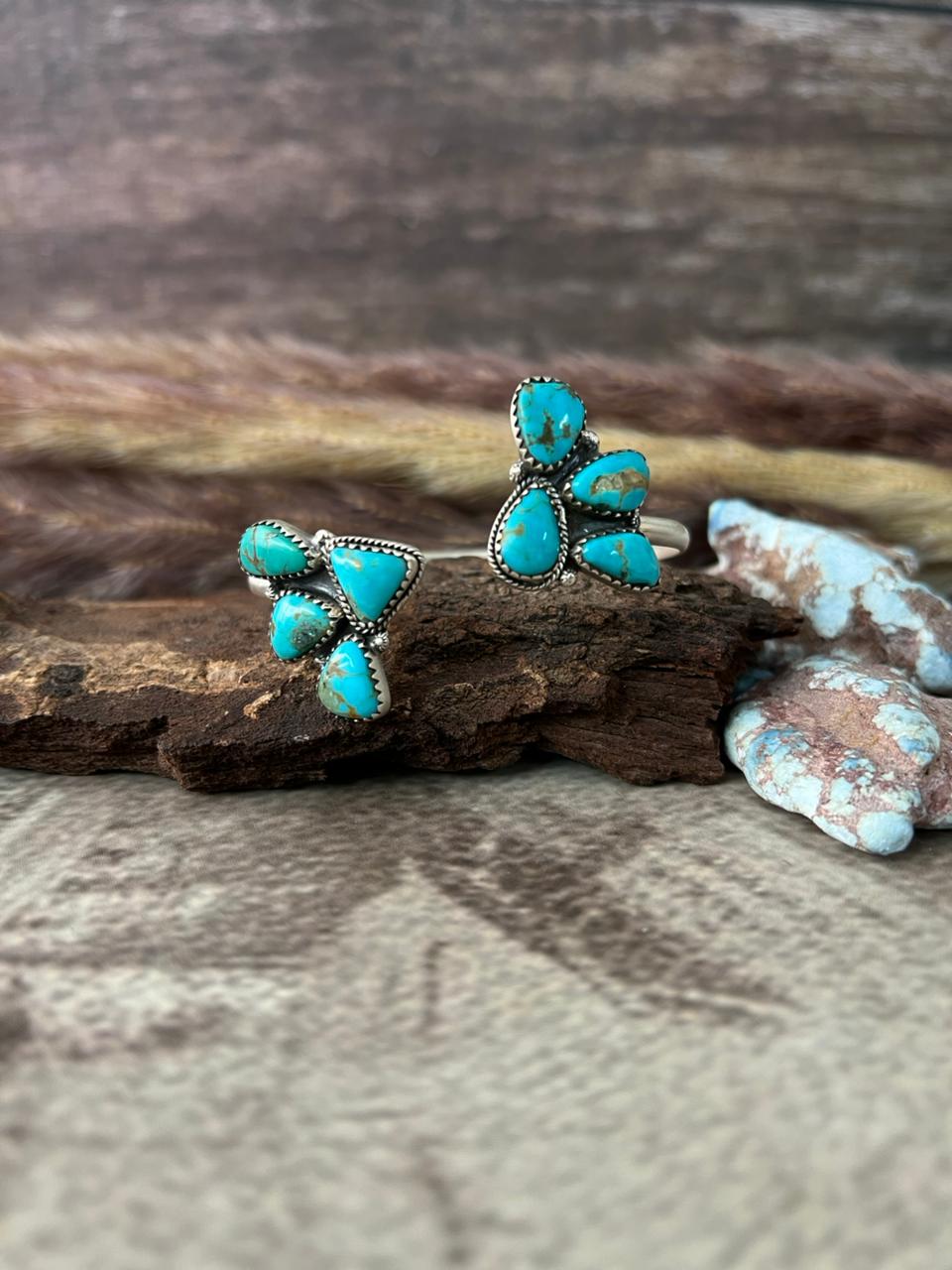 Handmade Sterling Silver Santa Maria Turquoise Bracelet "Signed Nizhoni"