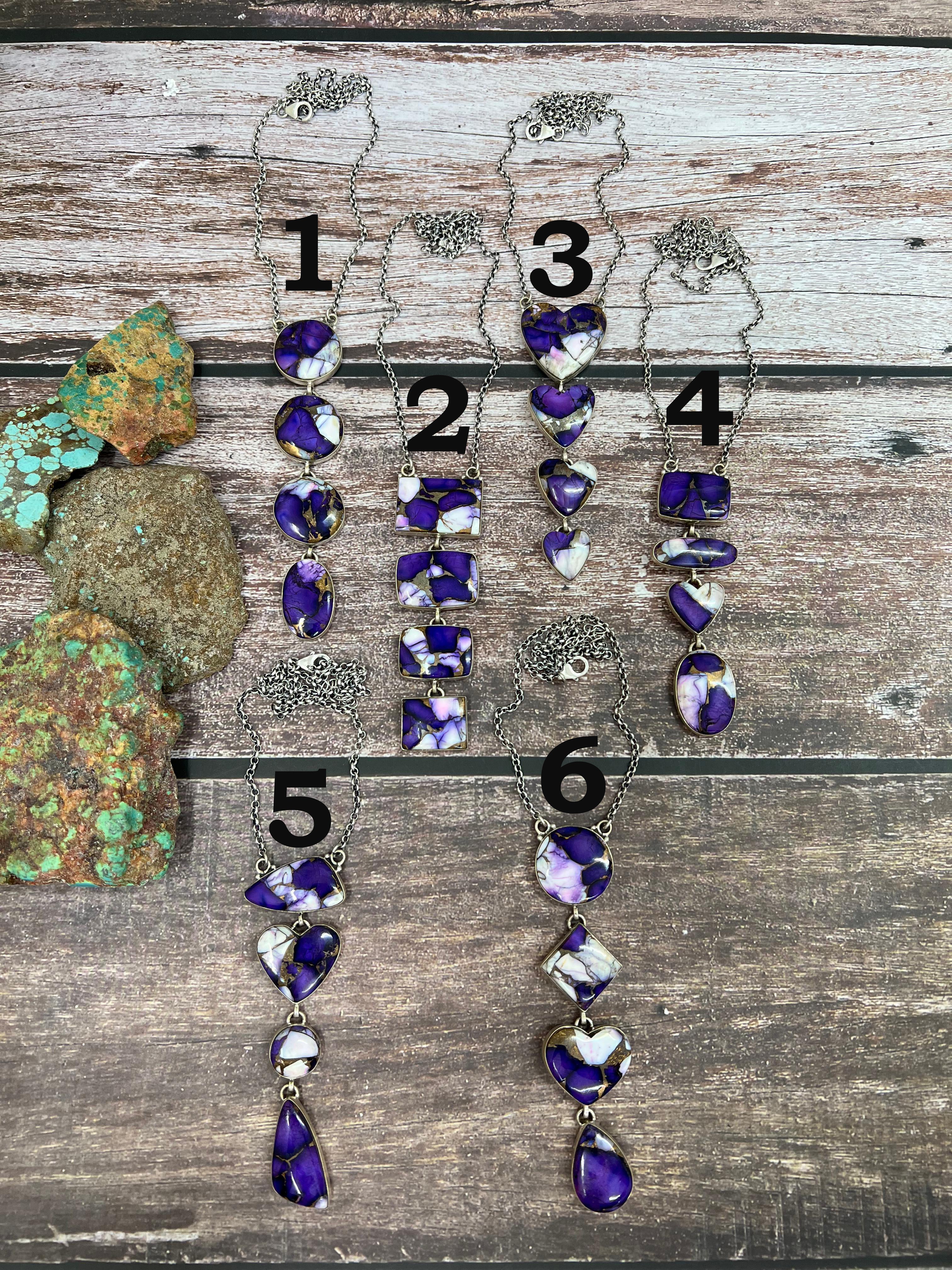 Handmade Sterling Silver Purple Ice Rose Dahlia Necklace with Signed Nizhoni