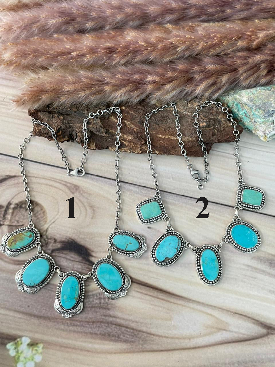Handmade Sterling Silver Green Kingman Turquoise Collection: Necklace Signed Nizhoni