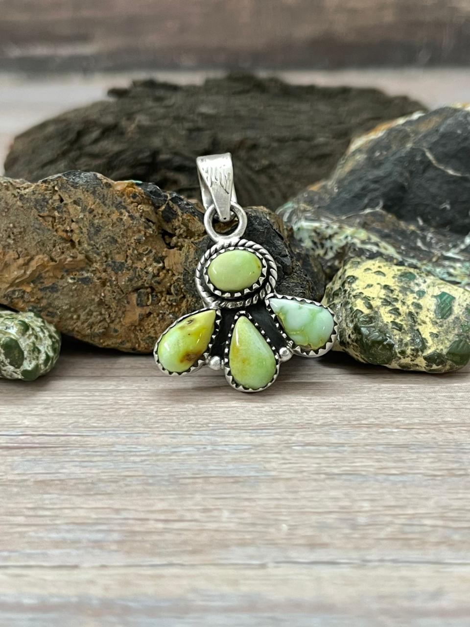 Handmade Sterling Silver Palomino Turquoise Pendant " Signed Nizhoni"