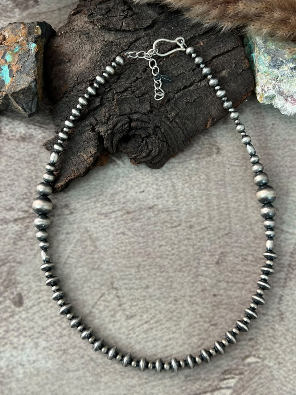 Handmade Sterling Silver Beaded Necklace Signed Nizhoni