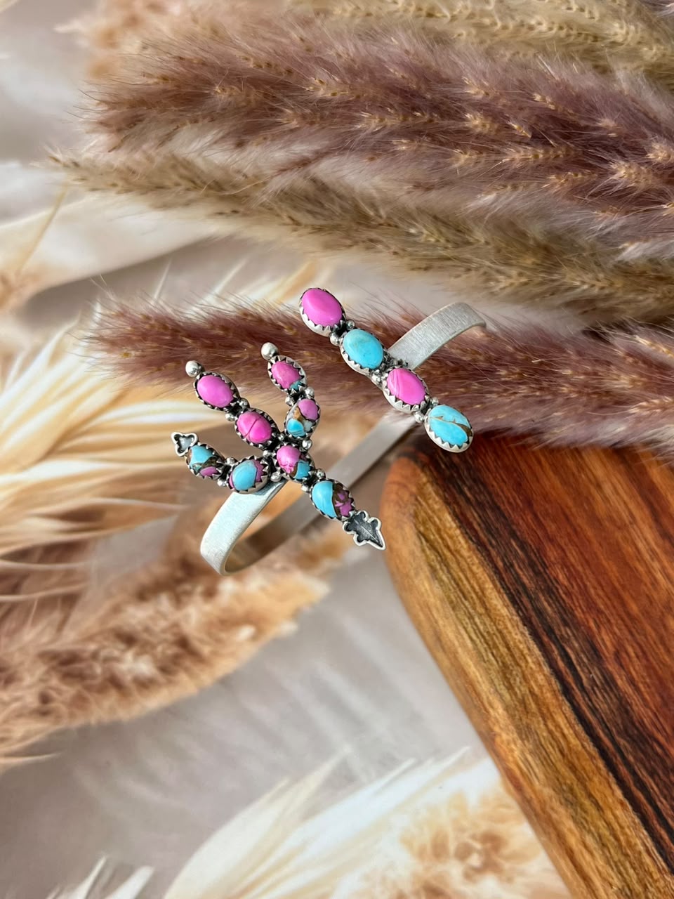 Handmade Sterling Silver Cotton Candy Cuff Bracelet Signed Nizhoni