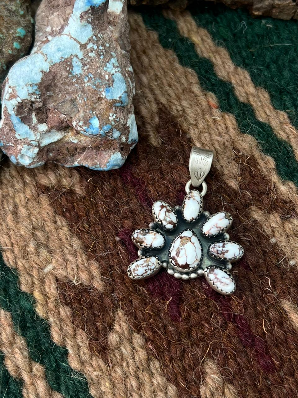 Handmade Sterling Silver Wildhorse Magnesite Pendant "Signed Nizhoni"