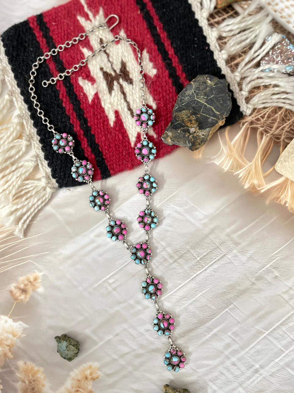 Handmade Sterling Silver Cotton Candy Lariat Necklace "Signed Nizhoni"