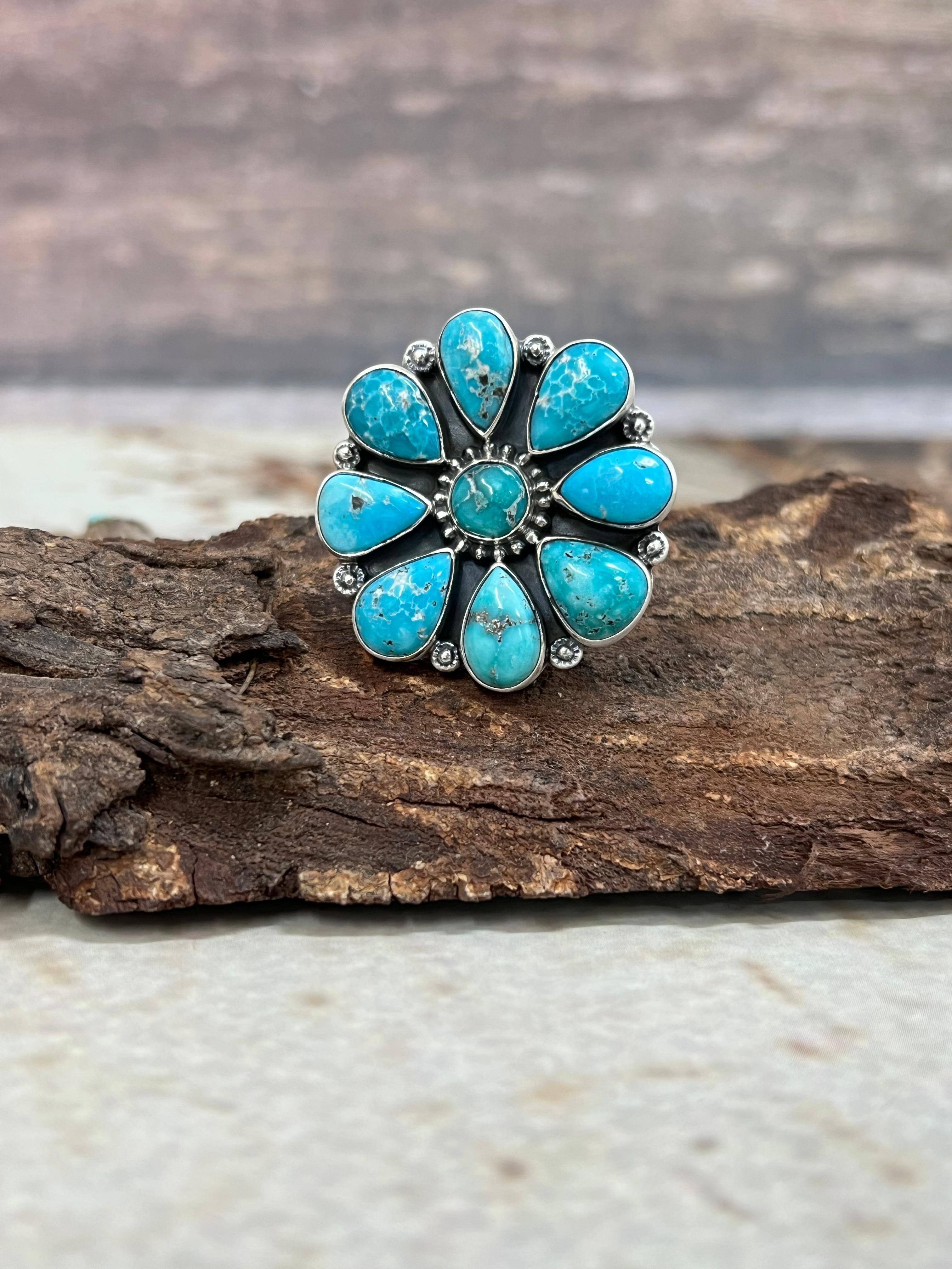 Handmade Sterling Silver White Water Turquoise Studs Signed Nizhoni