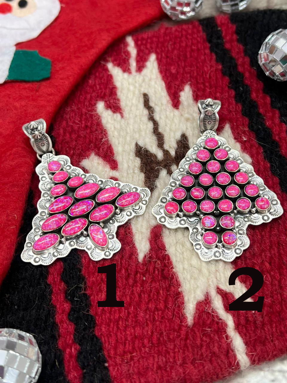 "Christmas Collection" Handmade Sterling Silver Hot Pink Pendant "Signed Nizhoni"