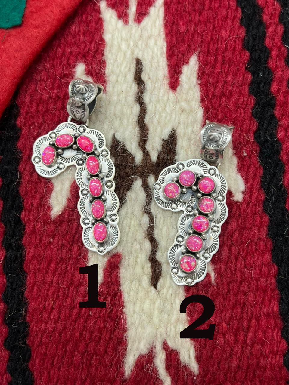 "Christmas Collection" Handmade Sterling Silver Hot Pink Pendant "Signed Nizhoni"