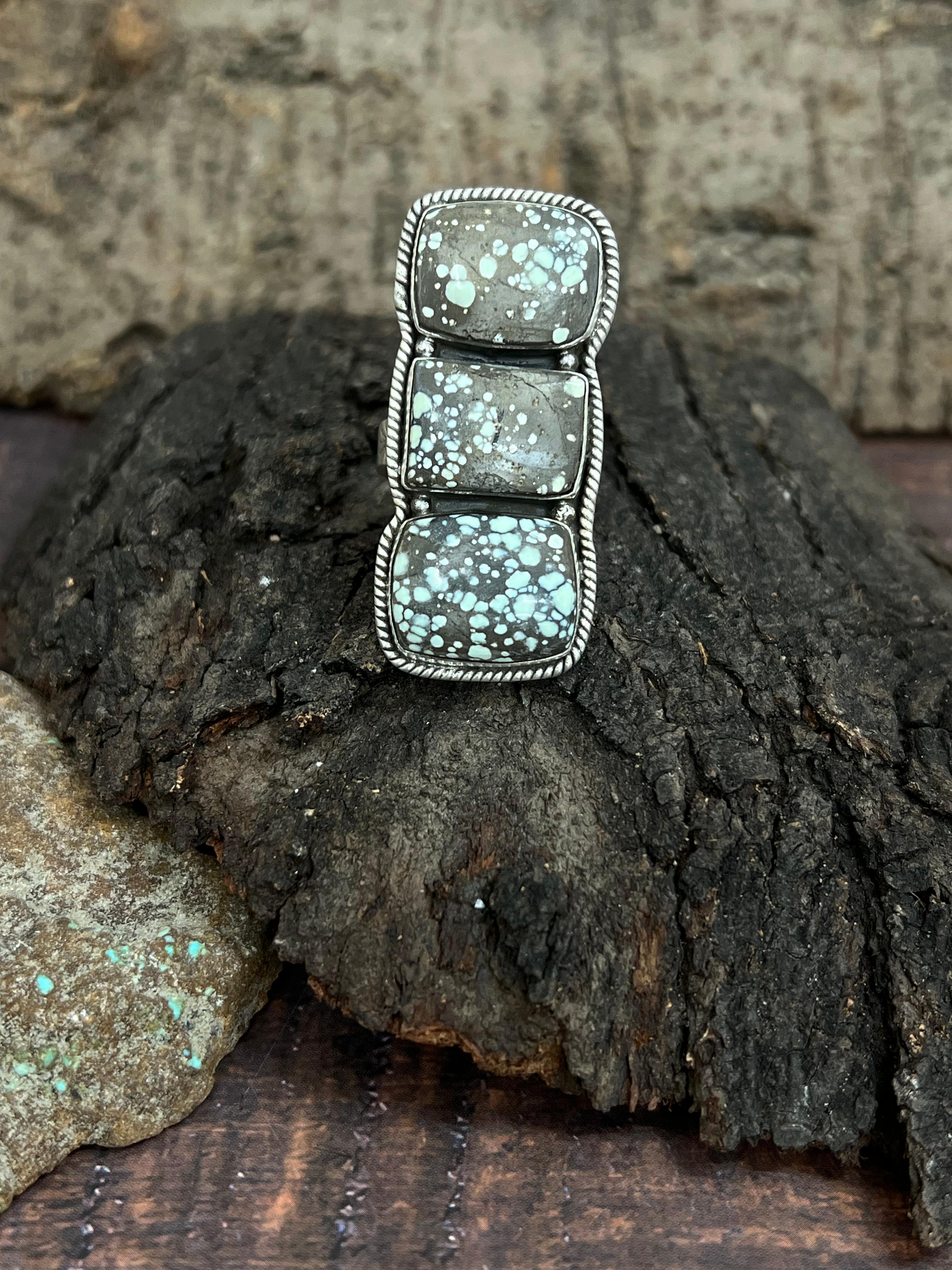 Handmade Sterling Silver Starfox Variscite Adjustable Ring Signed Nizhoni