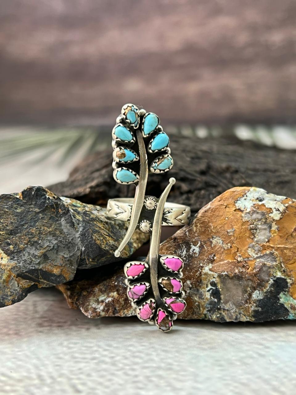 Handmade Sterling Silver Cotton Candy Adjustable Ring " Signed Nizhoni"