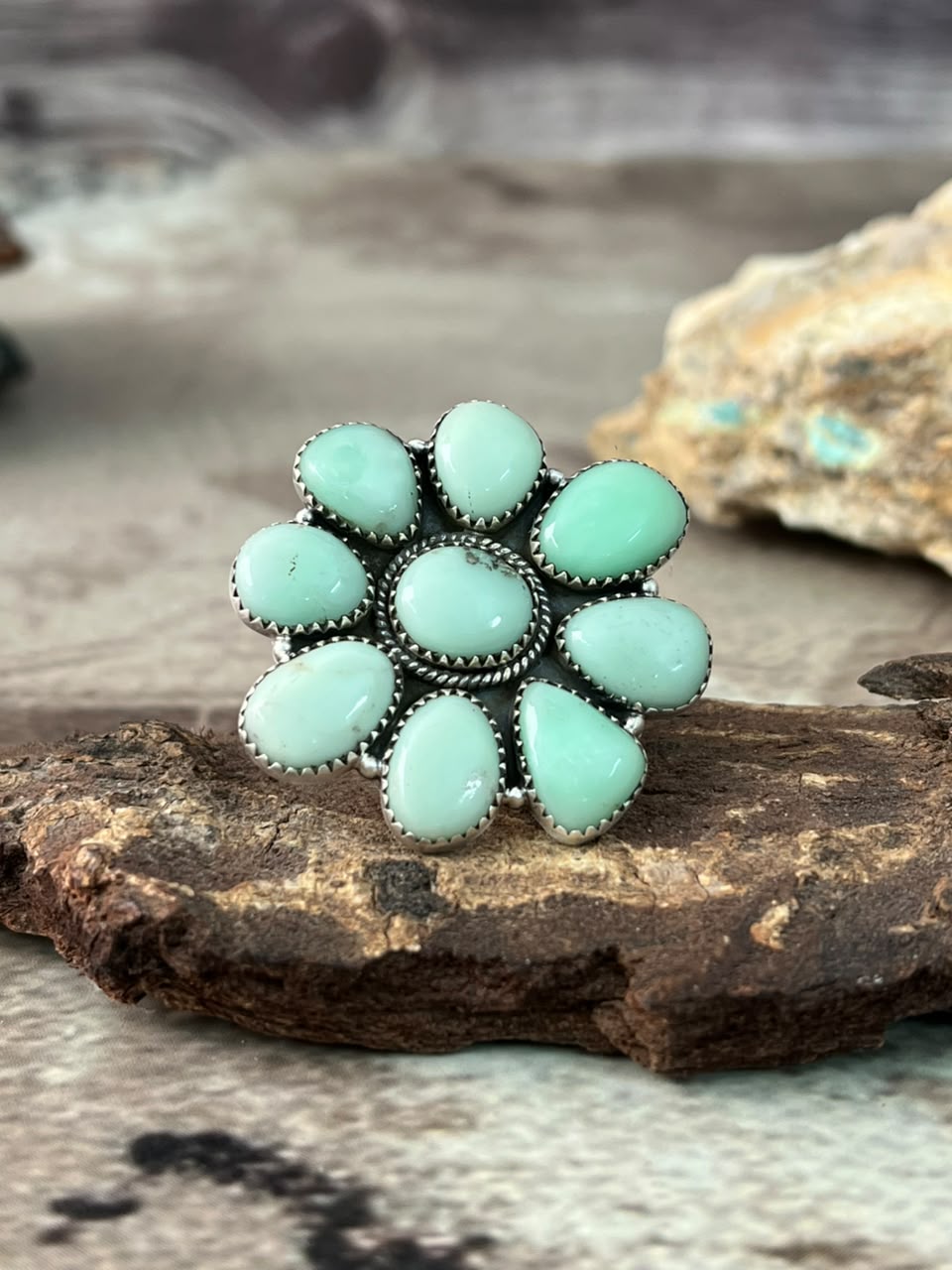 Handmade Sterling Silver Paloma Turquoise Adjustable Ring Signed Nizhoni (7)