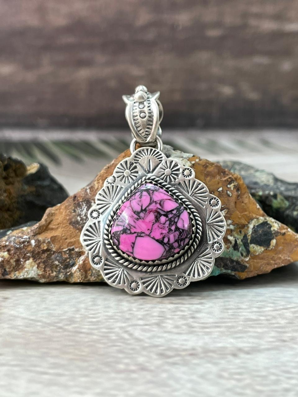 Handmade Sterling Silver Cherry Blossom Pendant "Signed Nizhoni"