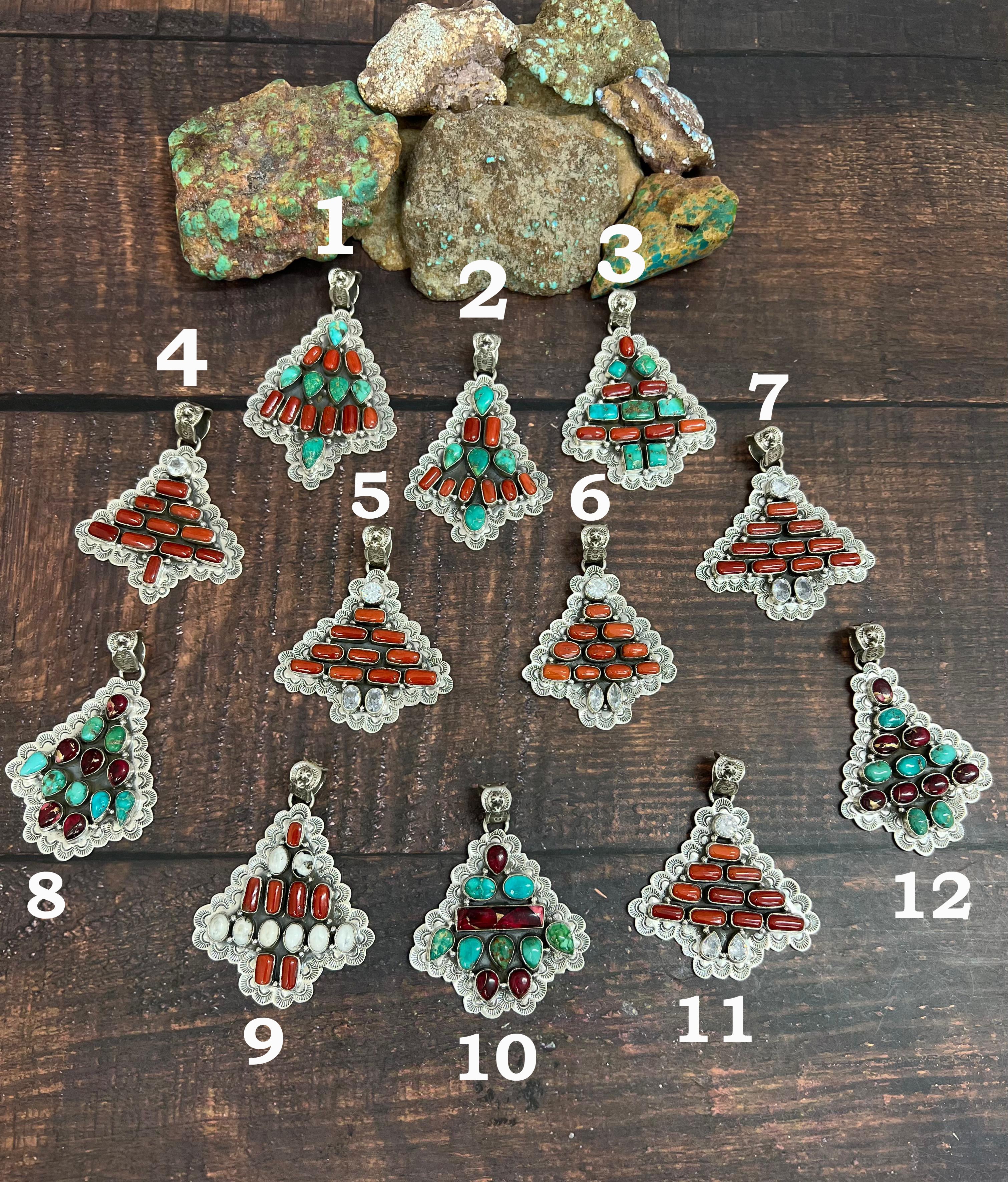 Handmade Sterling Silver Multi Stones Pendant, Signed Nizhoni