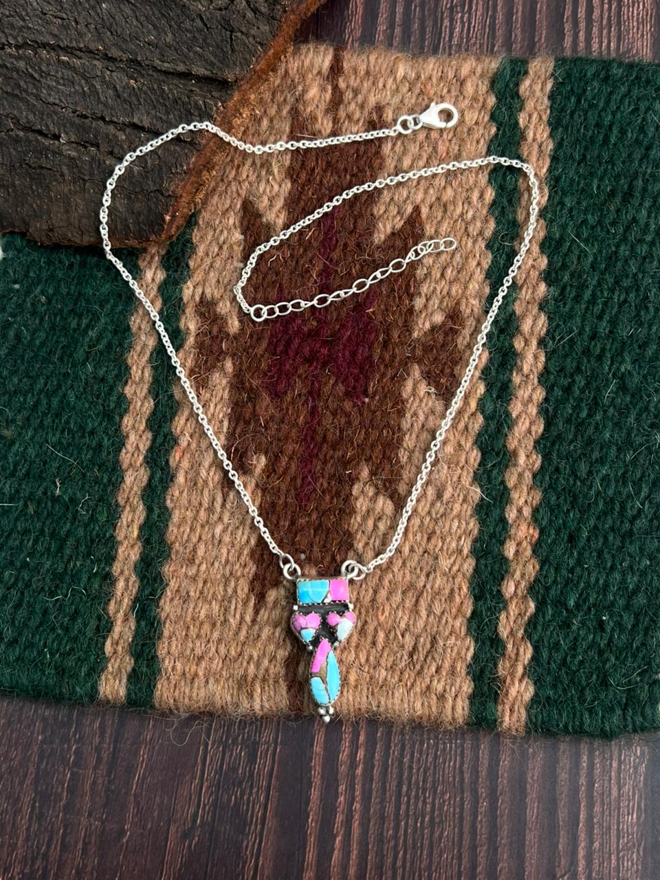 "Heart Collection" Handmade Sterling Silver Cotton Candy Necklace "Signed Nizhoni"