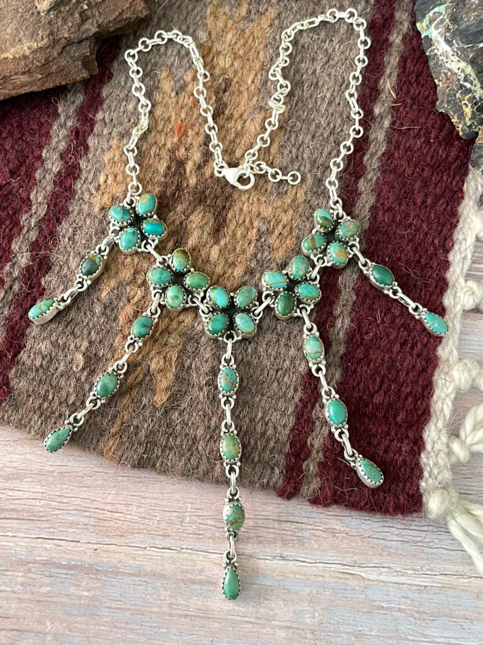 Handmade Sterling Silver Kingman Turquoise Necklace "Signed Nizhoni"