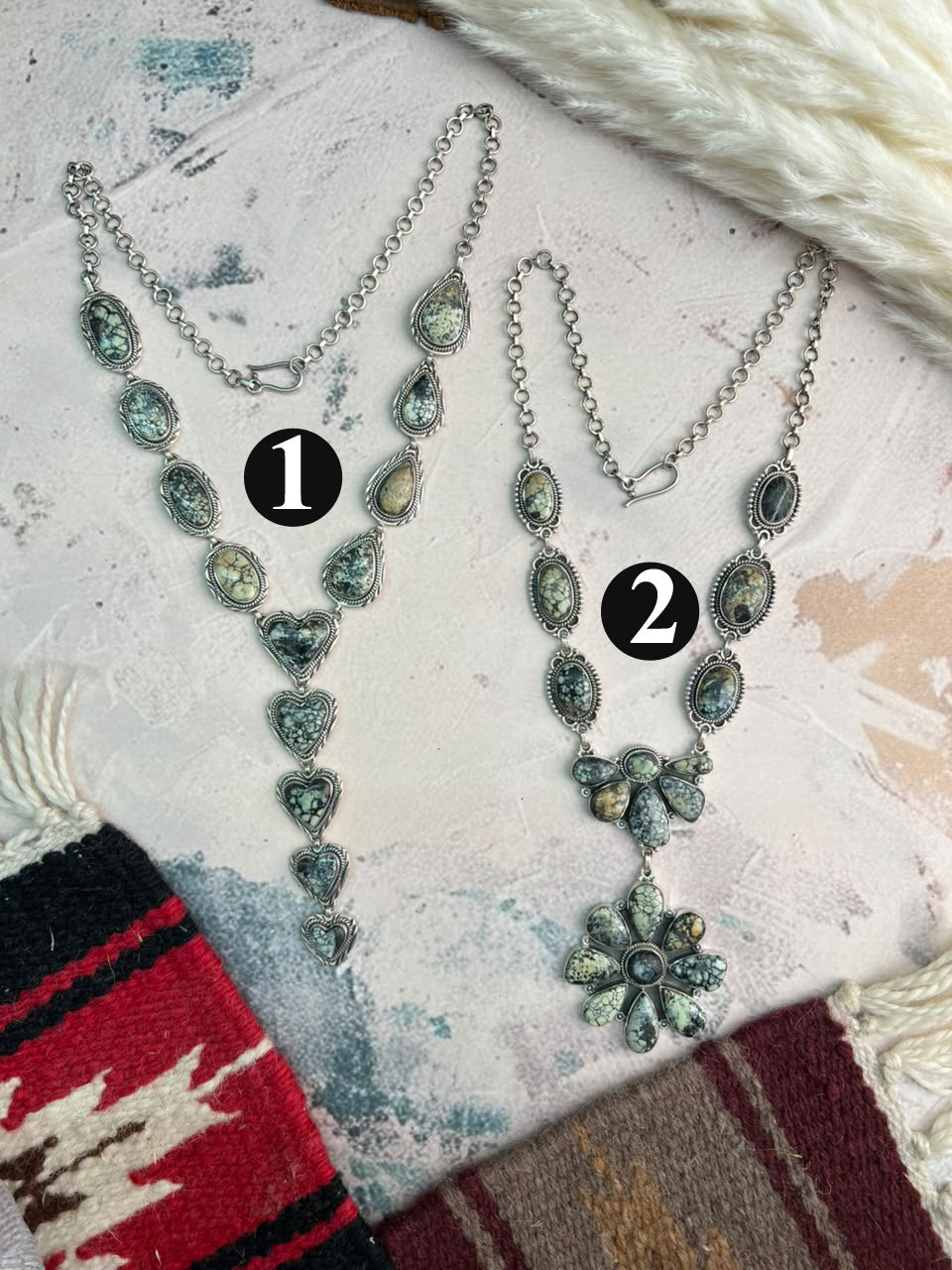 Handmade Sterling Silver Colina Verde Variscite Collection: Necklace Signed Nizhoni