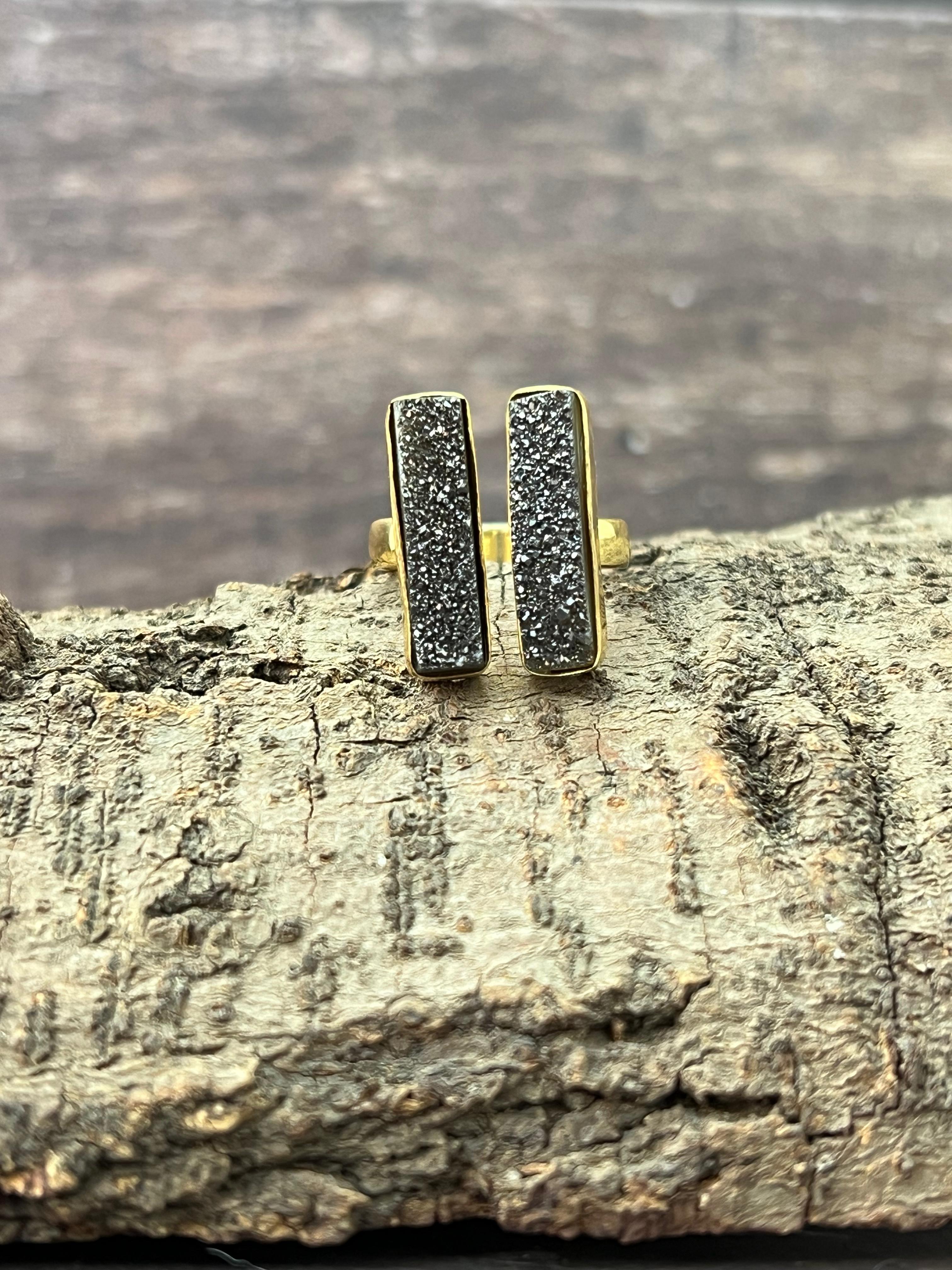 “The Golden Collection” Natural Druzy Adjustable Ring