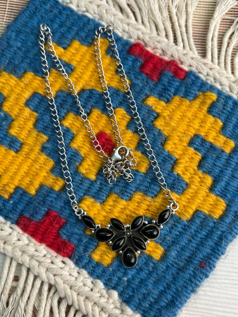 Handmade Sterling Silver Black Onyx Necklace "Signed Nizhoni"